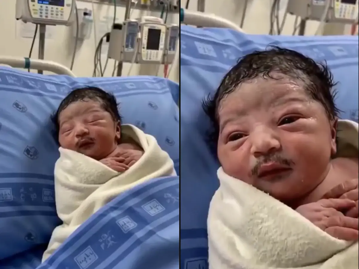 'Already tired of his 9-to-5': Baby born with a moustache becomes internet sensation, video goes viral | Watch