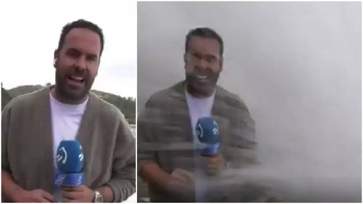 Spanish reporter swept by giant wave while reporting on dangerous sea conditions | WATCH