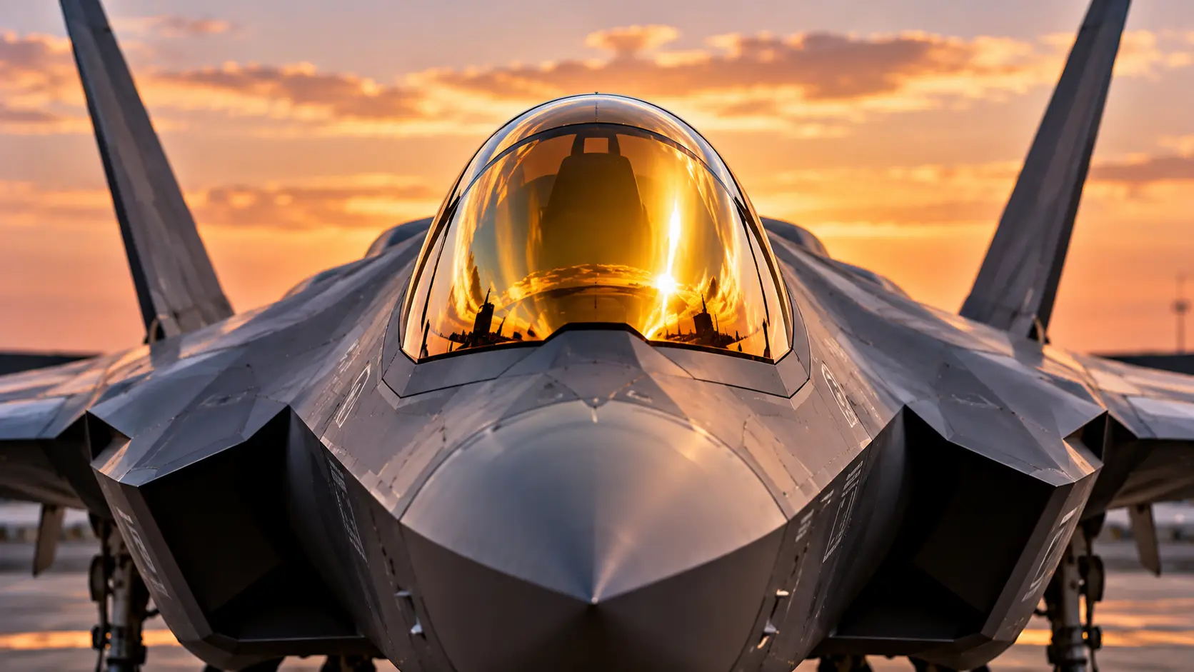 Why does this fighter jet have a golden window that looks like alien technology?